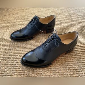 The Office of Angela Scott Mr. Evans wingtip oxford in black, size 39 wide